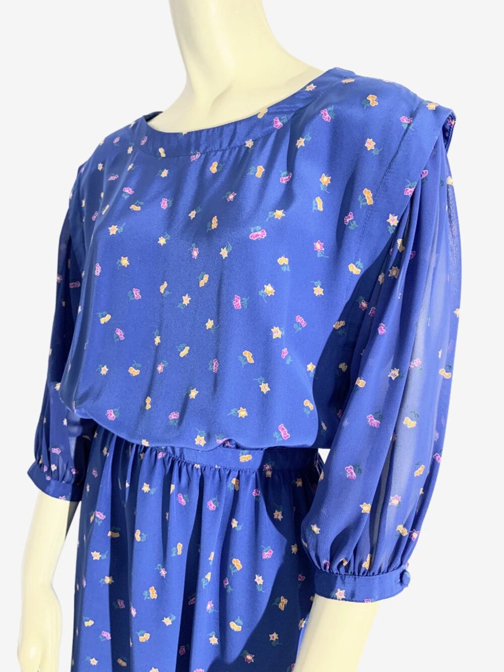 Vintage 1980s Albert Nipon Boutique Floral Midi Dress / size Small - Picture 7 of 14